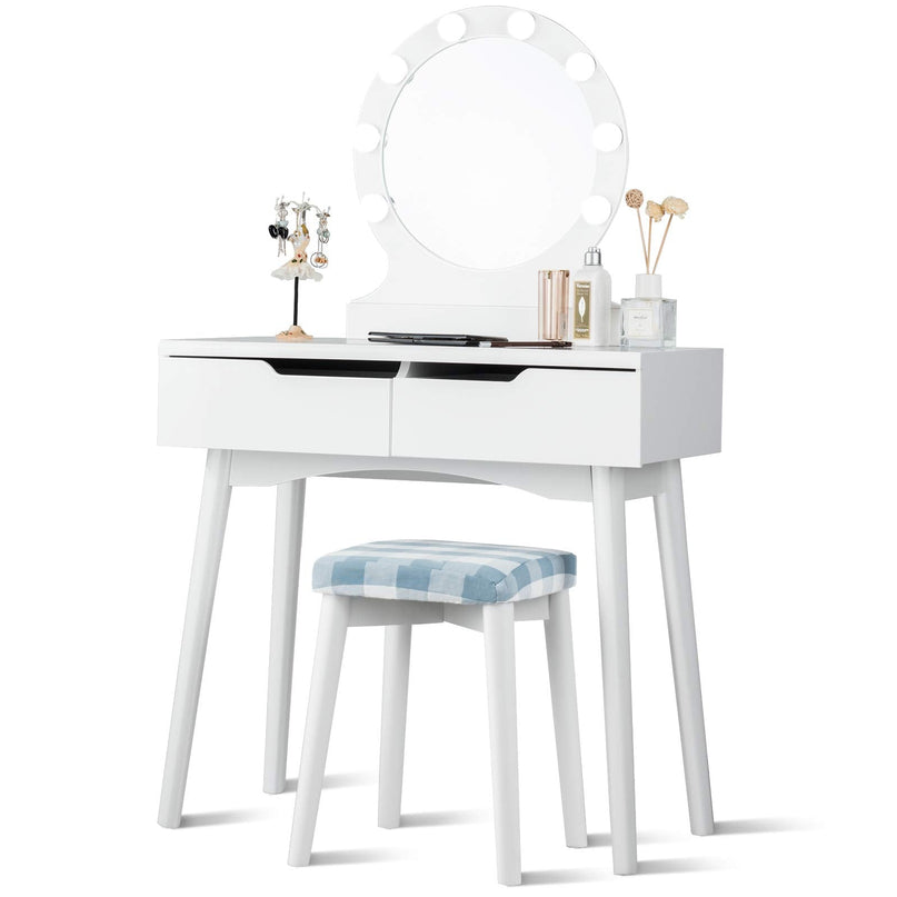 Vanity Table Set with 8 Light Bulbs and Touch Switch