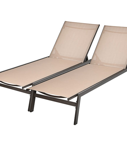 Giantex Chaise Lounge Chair Patio Chaise Lounger with 6-Postion Adjustable Backrest and Breathable Fabric