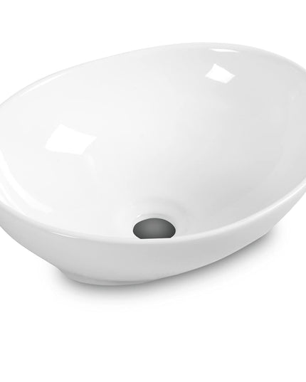 Giantex Vessel Sink 16x13 Inch Basin Porcelain W/Pop Up Drain Oval Bathroom Ceramic Sink Bowl
