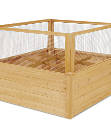 Wood Garden Bed with Critter Guard Fence (42" LX42 WX32.5 H)
