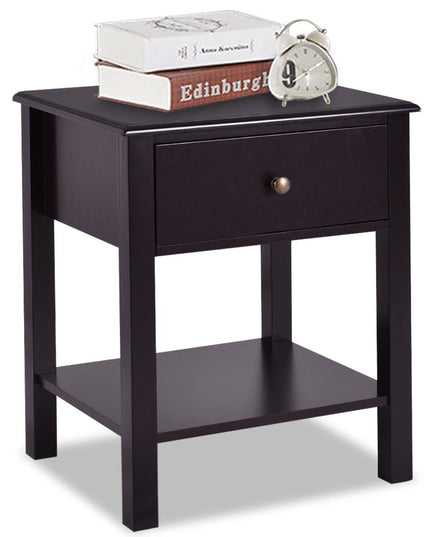 Giantex Nightstand W/Drawer and Shelf, Stable Frame Storage Cabinet