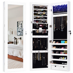 Wall Door Mount Jewelry Armoire Cabinet with 15 LED Lights - Giantex