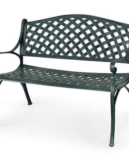 Giantex 40" Outdoor Antique Garden Bench Aluminum Frame Seats Chair Patio Garden Furni(Ancient Green)