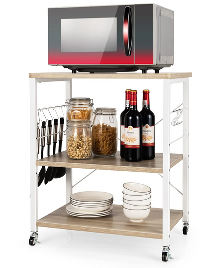 Giantex Kitchen Baker's Rack 3-Tier Microwave Cart on Wheels