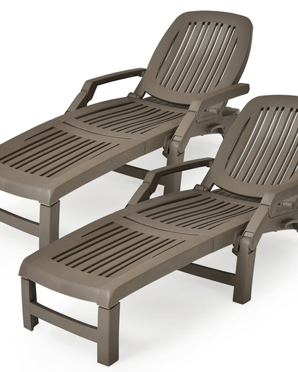 Chaise Lounge Outdoor,Foldable Sun Lounger with Wheels