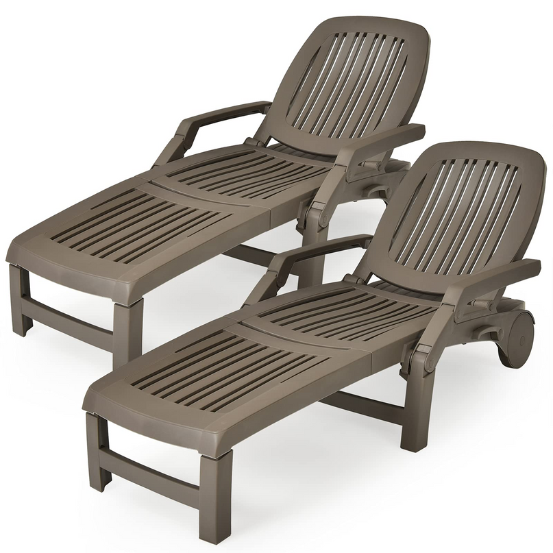 Chaise Lounge Outdoor,Foldable Sun Lounger with Wheels