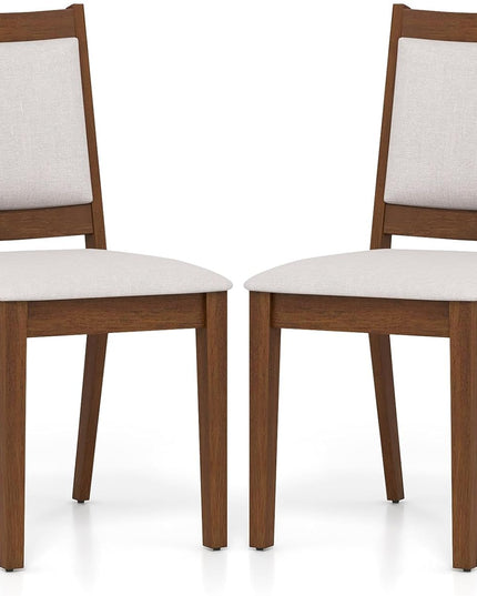 Giantex Upholstered Dining Chairs Set of 2/4, Modern Farmhouse Kitchen Chairs w/Padded Backrest & Cushioned Seat, Rubber Wood Frame