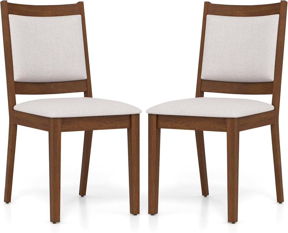 Giantex Upholstered Dining Chairs Set of 2/4, Modern Farmhouse Kitchen Chairs w/Padded Backrest & Cushioned Seat, Rubber Wood Frame