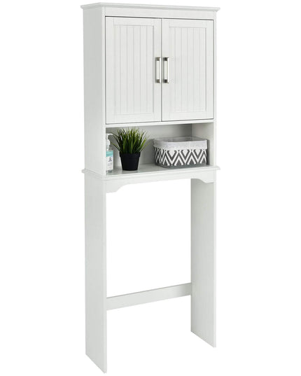 Étagère de salle de bain Gain de place au-dessus des toilettes Giantex, meuble de rangement WC autoportant avec étagère intérieure réglable