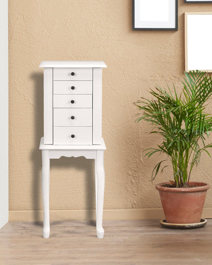 Jewelry Cabinet Armoire Storage Chest with Flip Top Mirror