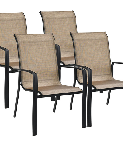 Giantex Metal Camping Chairs with High Backrest Armrest for Porch Deck Pool Beach Yard