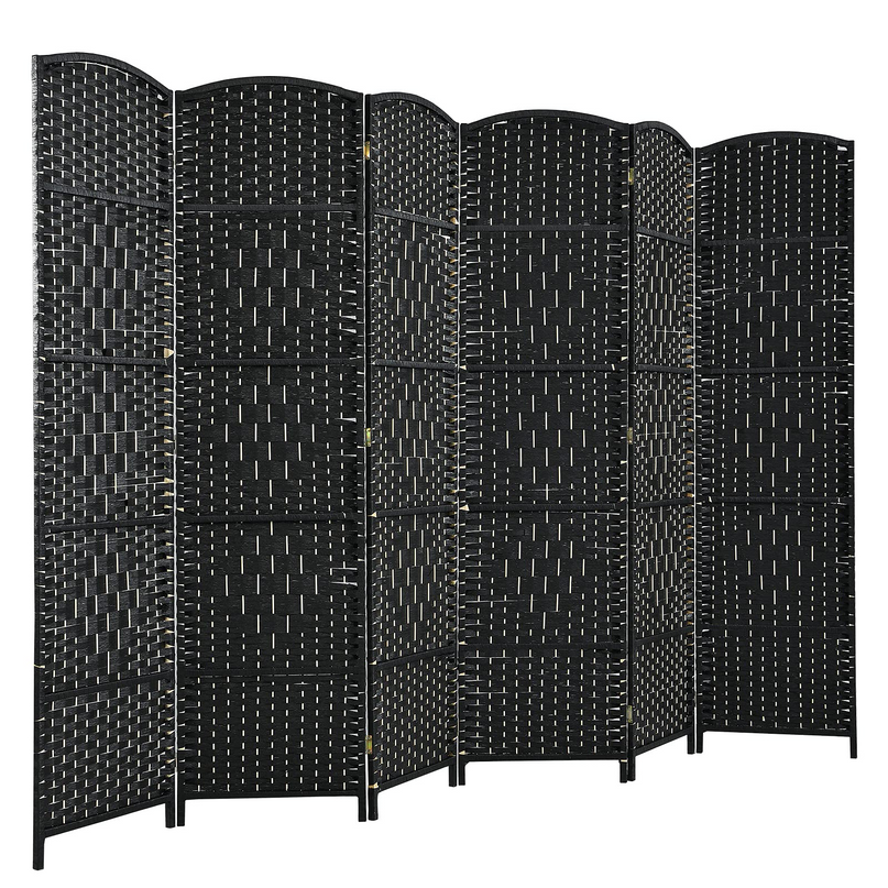 Giantex 6 Panel 6 Ft Tall Room Divider, Freestanding Wood Partition Room Dividers (Black/Brown) - Giantexus
