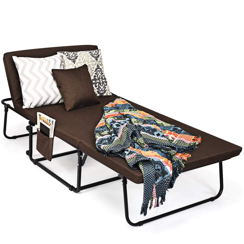 Giantex Folding Ottoman Sleeper Bed, 3 in 1 Multi-Function Convertible Chair Bed with 6 Position Adjustable