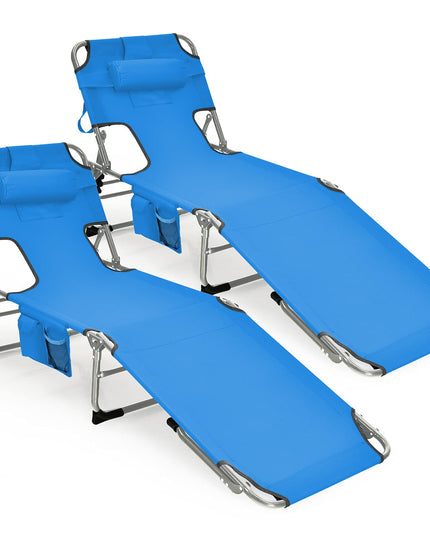 Giantex Tanning Chair Folding Beach Chair w/Face Arm Hole, Washable Pillow, Pocket