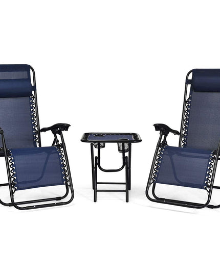 Giantex 3 PCS Zero Gravity Chair Patio Chaise Lounge Chairs, Beige