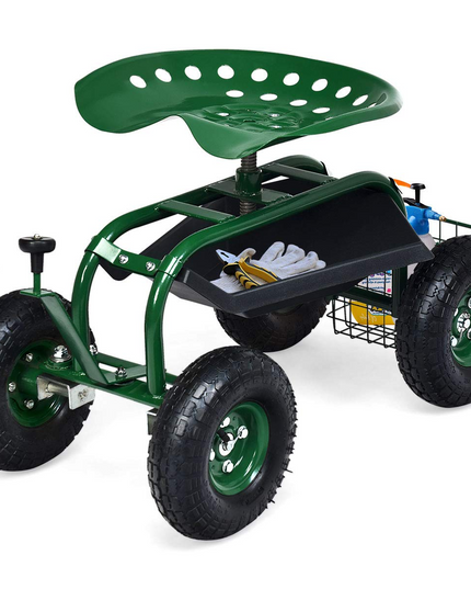 Giantex Mobile Garden Workseat, Lawn Wagon Cart