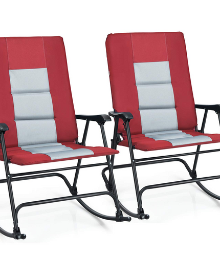 Giantex Camping Rocking Chair Fold-able Oversized with Padded Armrest and Seat