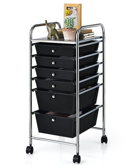  6 Storage Drawer Cart Rolling Organizer Cart, Black - Giantex