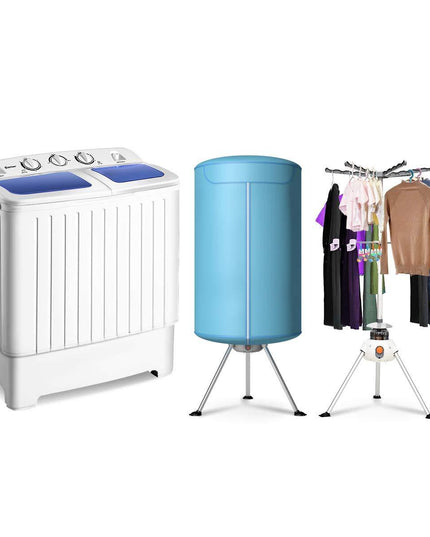 17.6lbs Portable Washing Machine 900W with Electric Heating Clothes Dryer Ventless Laundry Dryer and Heater for Home and Apartment - Giantexus