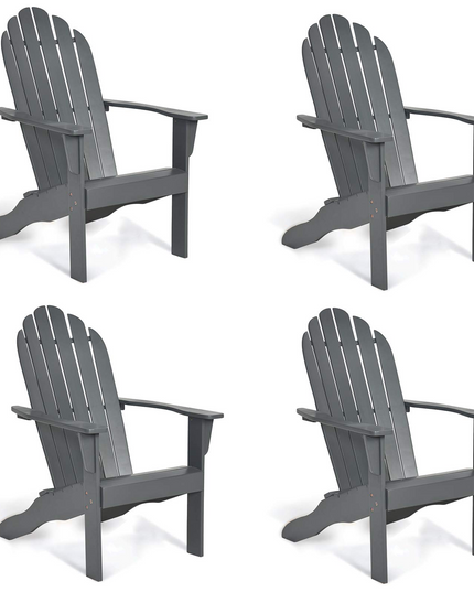 Giantex Adirondack Chair Outdoor Wooden W/Ergonomic Design Acacia Chair for Yard