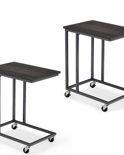 Giantex End Table Accent Sofa Side Table Wooden Rectangle Telephone Table with Rolling Casters