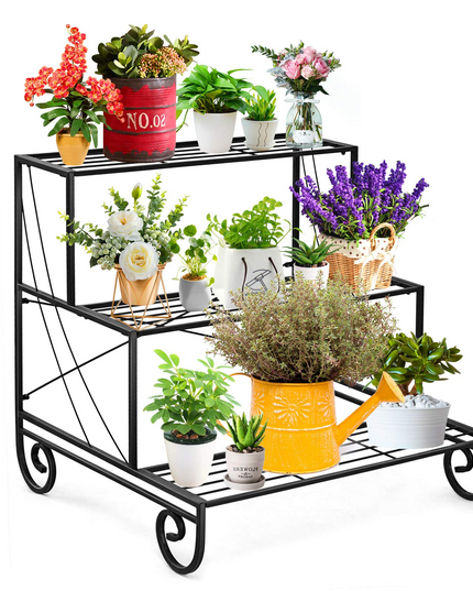 Giantex 3 Tier Metal Plant Stand, Stair Style Flower Pot Holder