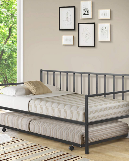 Giantex Twin Size Daybed and Trundle Frame Set