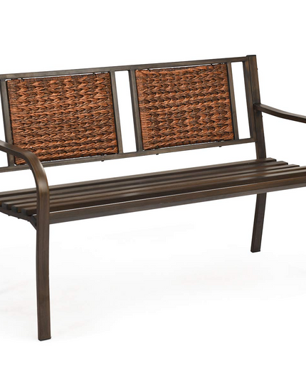 Giantex Patio Garden Bench Heavy-Duty Ergonomic Loveseat W/Powder Coated Steel Frame
