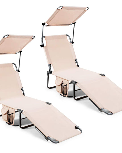 Giantex Lounge Chaise Chair Position and Shade Adjustable W/Canopy and Storage Pocket