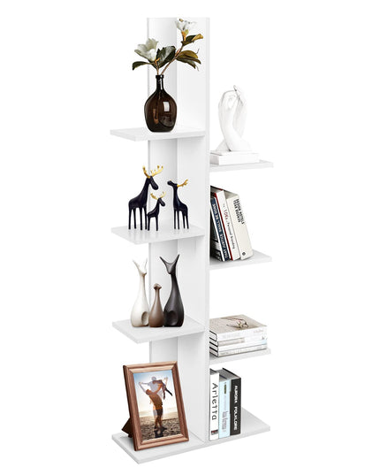 Giantex Wood Bookshelf, 7-Tier Tall Freestanding Tree Bookshelf with Anti-toppling