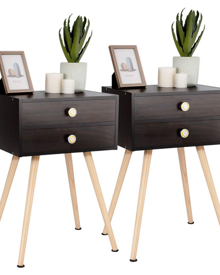 Giantex Nightstand W/2 Drawers for Bedroom