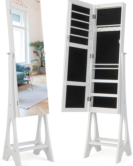 12 LEDs Jewelry Armoire Cabinet with Full-length Mirror - Giantex
