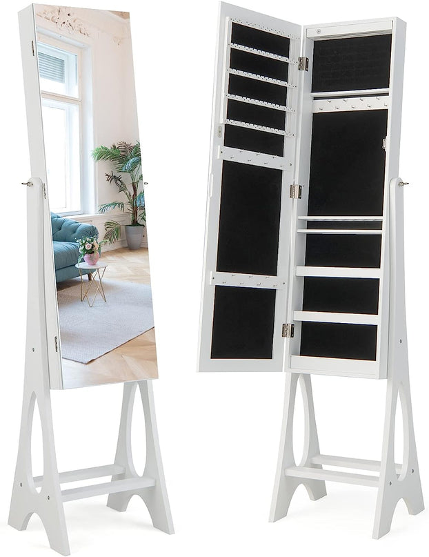 12 LEDs Jewelry Armoire Cabinet with Full-length Mirror - Giantex
