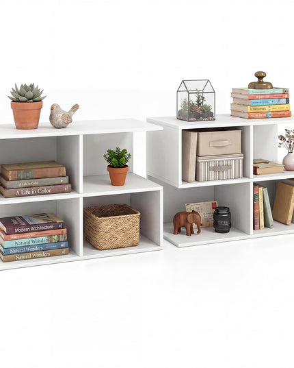 Giantex 4-Cube Book Shelf | 17" Modern S-Shaped Couch End Sofa Side Table with Storage (1/2)