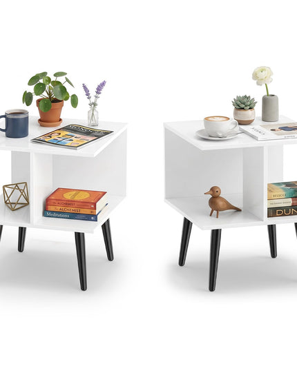 Giantex 2-Tier Modern Bedside Sofa End Table with 2 Storage Compartments (1/2)