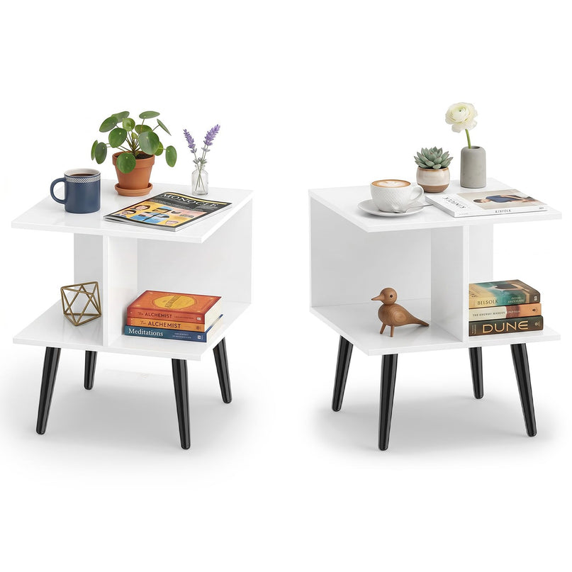 Giantex 2-Tier Modern Bedside Sofa End Table with 2 Storage Compartments (1/2)