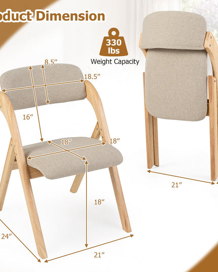 Giantex Folding Dining Chairs Set of 2/4 for Home Living Room Compact Apartment