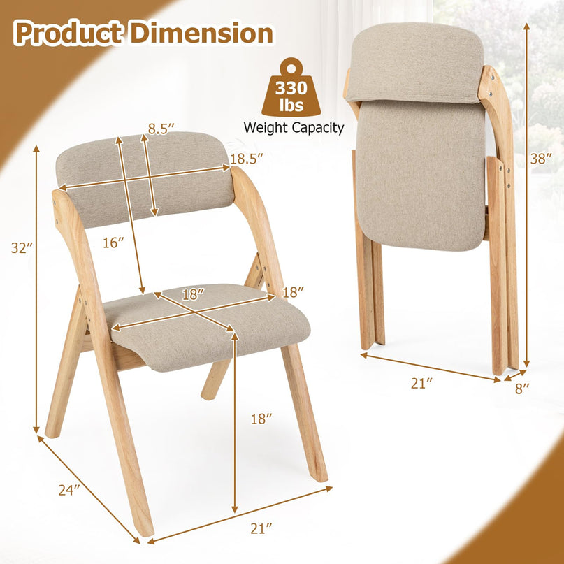Giantex Folding Dining Chairs Set of 2/4 for Home Living Room Compact Apartment