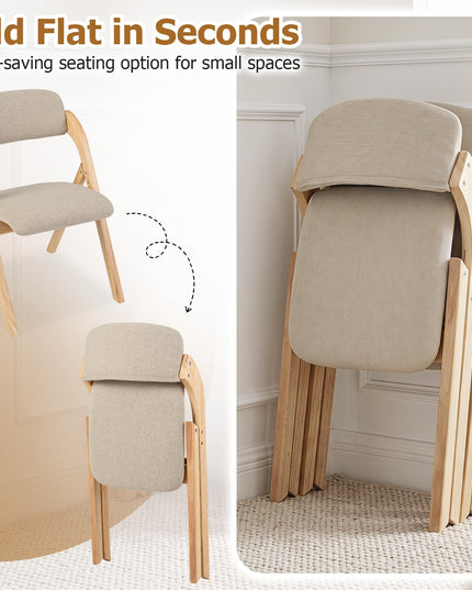 Giantex Folding Dining Chairs Set of 2/4 for Home Living Room Compact Apartment