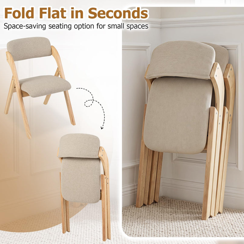 Giantex Folding Dining Chairs Set of 2/4 for Home Living Room Compact Apartment