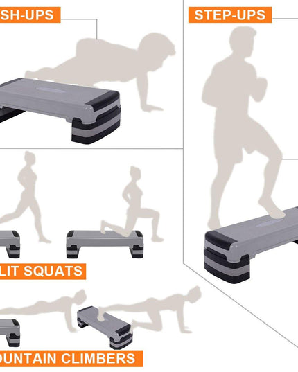 Giantex 35" Aerobic Step, Non-Slip Surface, Height-Adjustable 6" - 8" - 10" Step Aerobics Platform - Giantexus