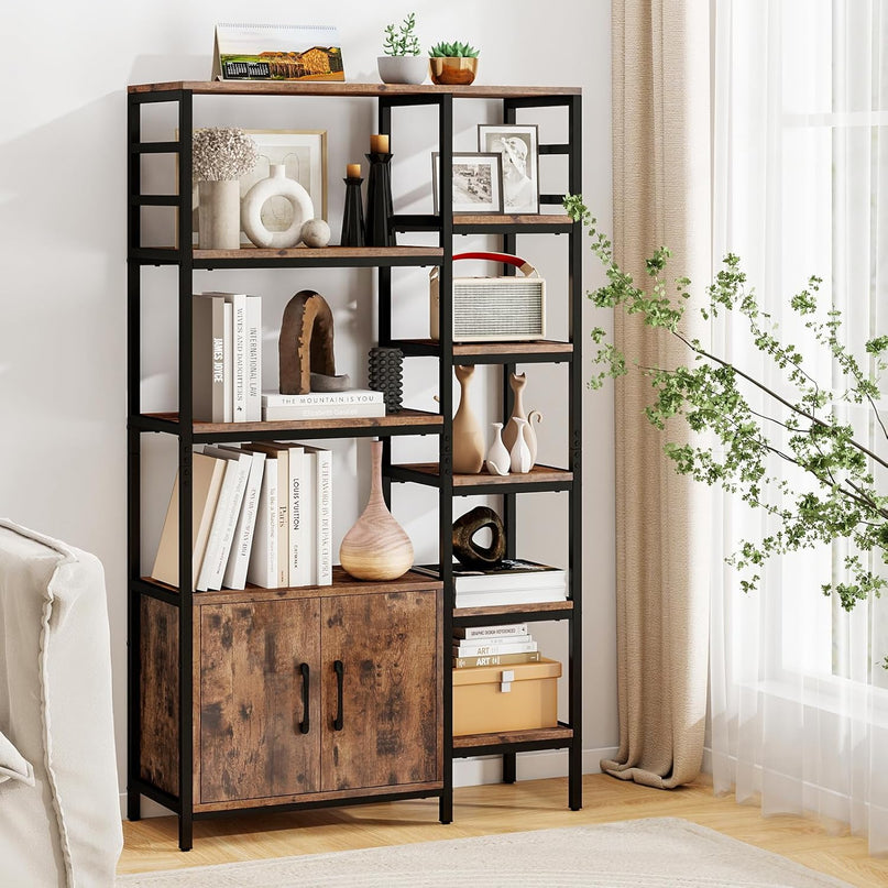 Giantex Double Wide 8 Tier Bookshelf for Living Room