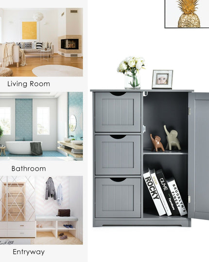 Bathroom Floor Cabinet, Wooden Storage Cabinet - Giantexus