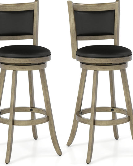 Tabouret de bar à hauteur de comptoir Giantex avec dossier pivotant en bois et revêtement en tissu