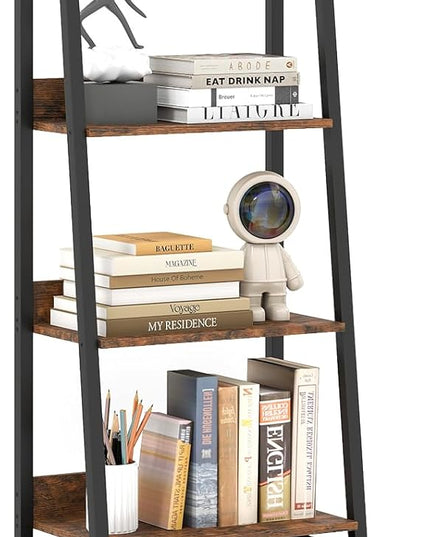 Giantex Modern Freestanding 5-Tier Ladder Bookshelf with Removable Fabric Drawer