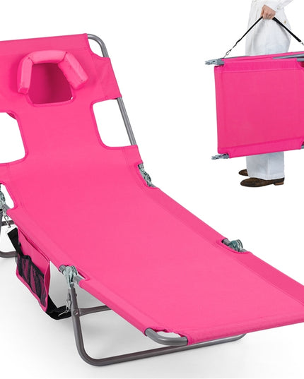 Giantex Folding Tanning Chair with Face Hole& 5-Position Adjustable Backrest (1/2)