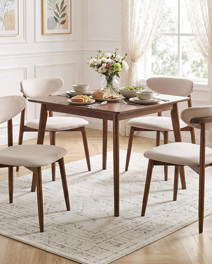 Giantex Wooden Dining Chairs Set of 2/4 with Curved Back & Fabric Padded Seat