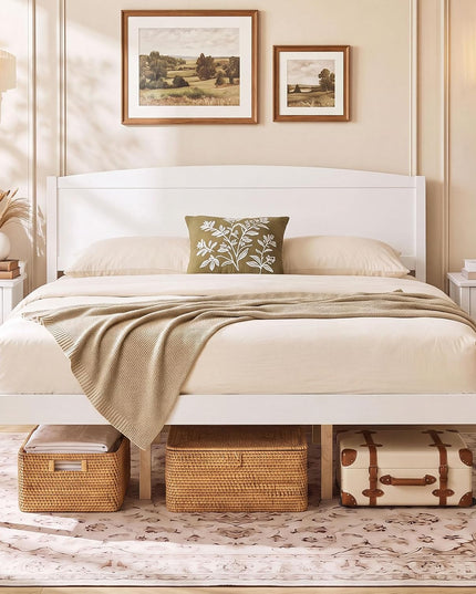 Giantex Twin/Queen/King/Full Size Wooden Bed Frame with Curved Headboard