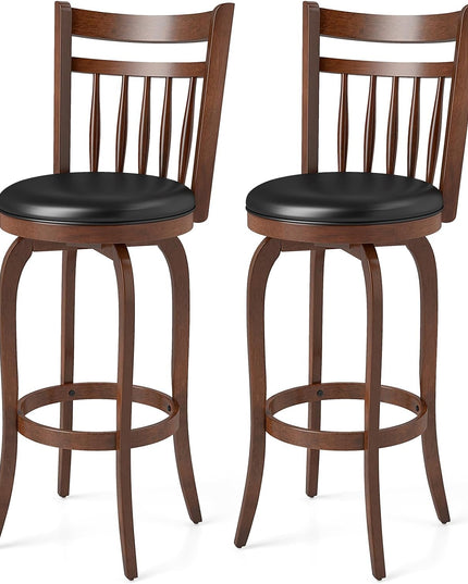 GIANTEX Swivel Bar Stools Set of 2/4 with Faux Leather Padded Seat