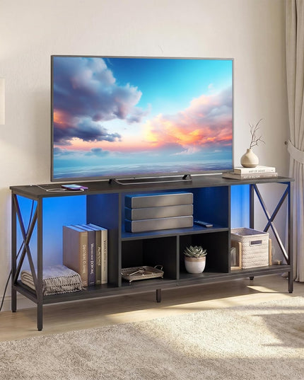Giantex TV Stand with LED Lights & Power Outlets for 65 Inch TV